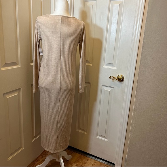 Old Navy Rib Knit Cardigan Sweater Midi Wishbone Beige Dress Size XS - Picture 6 of 12